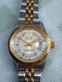 Elgin Day-Date Quartz Watch 36mm Silver Dial Stainless Steel