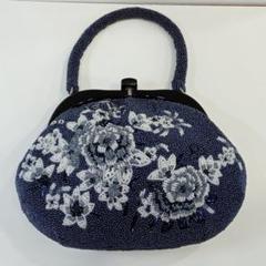 ヨウ様、専用。 刺繍総ビーズバッグ　ワンハンドル　がま口レトロ花柄　昭和レトロ ヨウ様、専用。 刺繍総ビーズバッグ ワンハンドル がま口レトロ