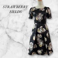 ストロベリーフィールズ フラワープリント ワンピース STRAWBERRY-FIELDS（ストロベリーフィールズ）｜パウダーサテン
