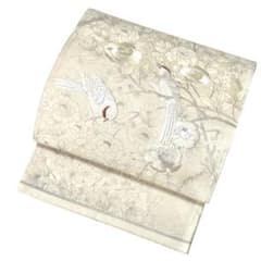 袋帯 梅 芍薬 春の野鳥 鳥 白 刺繍 花 素敵 銀糸 NO-1368 袋帯 梅 芍薬 春の野鳥 鳥 白 刺繍 花 素敵 銀糸 NO-1368 - メルカリ