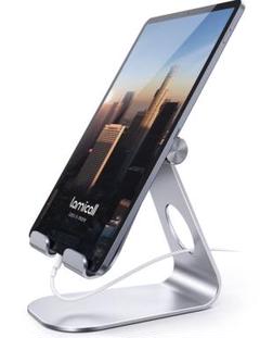 タブレット スタンド アルミ ホルダー 角度調整可能 卓上 縦置き シルバー