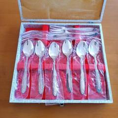 銀製　デザートスプーン6本 フォーク6本 197g 銀メッキスプーンフォーク6本セット 新品 未使用 - メルカリ