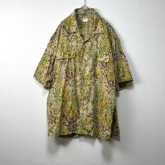 総柄　半袖シャツ　Lサイズ　オープンカラー　ダブルポケット