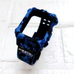 アップルウォッチ バンド 38mm 40mm 迷彩 一体型 ベルト 迷彩ブルー