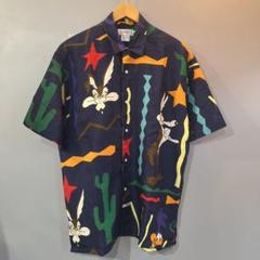 90sビンテージCASTELBAJACワーナーブラザーズ総柄シャツ　リネン
