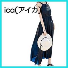 [アイカ] シアーワンピース Aラインワンピース M-L ブラック