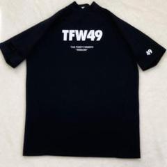 極美品 TFW49 モックネック Tシャツ デカロゴ ストレッチ 黒