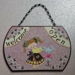 Welcome open ボード ハンドメイド トールペイント