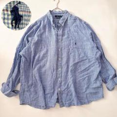 4XB✨ラルフローレン リネンチェックシャツ ポニー UNTUCKED FIT
