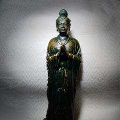 月光菩薩・観音図 】肉筆大型仏画額109×92cm日本画
