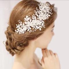 ★新品ヘッドドレスブライダルヘアアクセサリーウェディング シルバー結婚式ティアラ