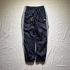 00s adidas フレア ナイロンパンツ ギミック ドローコード付き 古着–古着 00's adidas ブラック ドローコード付き ナイロン
