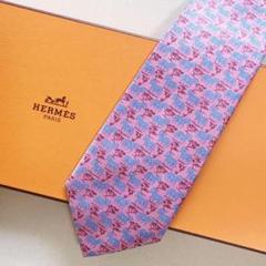 美品 エルメス HERMES ネクタイ シルク100% フランス製 ピンク
