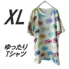 【大きいサイズ】Tシャツ　ロゴ　春夏トップス　XL　イエロー