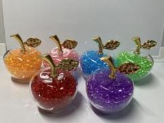 幸運のりんご　ガラス　クリスタル　りんご　アップル　6色セット　縁起物　風水
