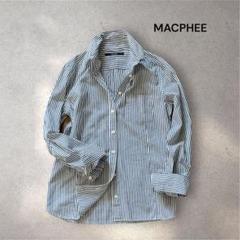 MACPHEE マカフィー ストライプシャツ コットン100% ブルー 38
