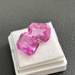パパラチアサファイア エメラルドカット ルース 2個 19.80ct