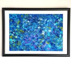石垣の海に生きた証 / 抽象画 46×63㎝ A2 額縁セット 原画のみ