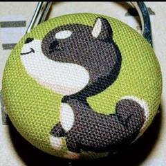 リールキーホルダーS323★ハンドメイド　トコトコ♡黒柴ちゃん