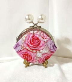 薔薇　がま口　ポーチ　財布　アクセサリーケース　ハンドメイド