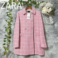 【新品】ZARA ツィード ナポレオン ジャケット ワンピース くるみボタン M 新品】ZARA ツィード ナポレオン ジャケット ワンピース くるみ