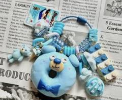 じゃらじゃらキーホルダー　ハンドメイド　フェイクフード　くまちゃん　ドーナツのサムネイル