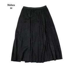 Nohea 黒 無地 きれいめ ナチュラル フェイクスエードプリーツスカート M