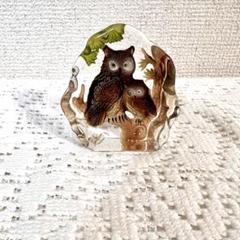 フクロウ　ガラス　置物　縁起もの