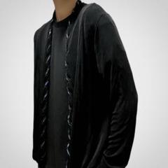 ヴィンテージ デザイン カーディガン ブラック ブルー アセテート