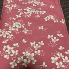正絹ちりめん　約35×146 桃色にパステル花柄　白薄青薄ピンク　長め