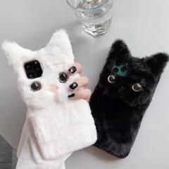 ﻿新品未使用 iPhone11ケース　黒猫ファーケースiphoneケース