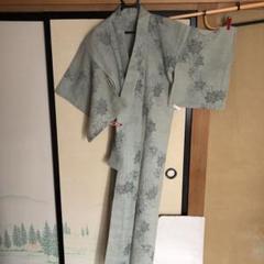 5k1363 着物毛夏物薄物紬サマーウール白黒グレー柄物