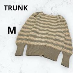 ＊TRUNK＊サマーニットトップス ボーダー ベージュ系 立体編み 光沢糸 M