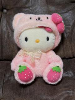 サンリオ ハローキティ イチゴベア ぬいぐるみ いちご サンリオ - 当時物 レトロ BIG ハローキティ イチゴ ぬいぐるみ