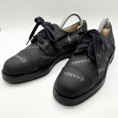 ✨美品✨CHANEL スニーカー ロゴプリント キャンバス ブラック 23.5㎝