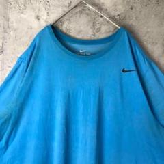 A2494古着　Tシャツ ブルー　ワンポイント