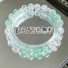 グリーンフローライト&クラッククォーツ　ブレスレット　内径約16cm