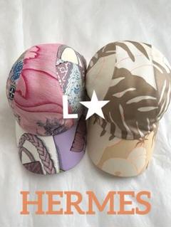 激安ブランド 未使用品HERMESシルク100%キャップ帽子カレカシシルベージュ 帽子
