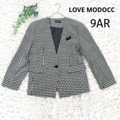 ラブモドック ノーカラージャケット【9AR】日本製 ポケット チェック柄
