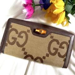 極美品/現行モデル✨グッチ 長財布 ジャンボGG バンブー キャンバス