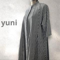 yuni ユニ ギンガムチェックボックスタックAラインワンピース フリーサイズ