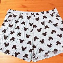 ミッキーマウス柄 水色ショートパンツ ポケット付き ルームウェア