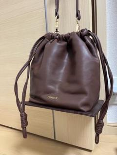 nouer ショルダーバック　巾着バッグ　ブラウン　ゴールド金具　大容量バッグ
