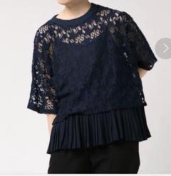 07T263☆ MUVEIL 新品未使用 プリーツ シースルー 半袖ブラウス M