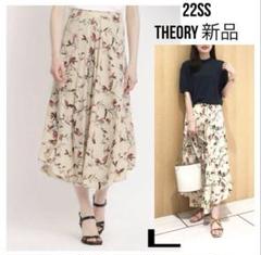 最大15%OFFクーポン 週末価格 THEORY メルカリ - Lサイズ 花柄フレアスカート 新品 22SS スカート