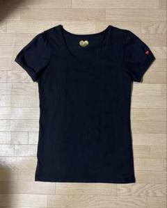 黒 半袖Tシャツ 赤いハート刺繍