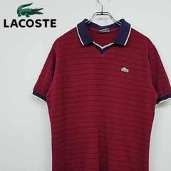 【90s 古着】ラコステ LACOSTE ボーダー 刺繍 ポロシャツ レッド