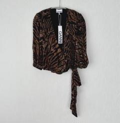 【新品】GANNI ガニー　ゼブラ ブラウン カシュクールブラウス