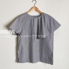インディヴィ INDIVI ブラウス ストライプ アシンメトリー ケープ 38