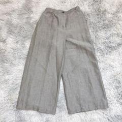 HIROKOBIS レディース ワイドパンツ S グレー 無地 リネン 麻